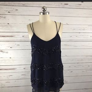 Willow and clay navy blue sequin top